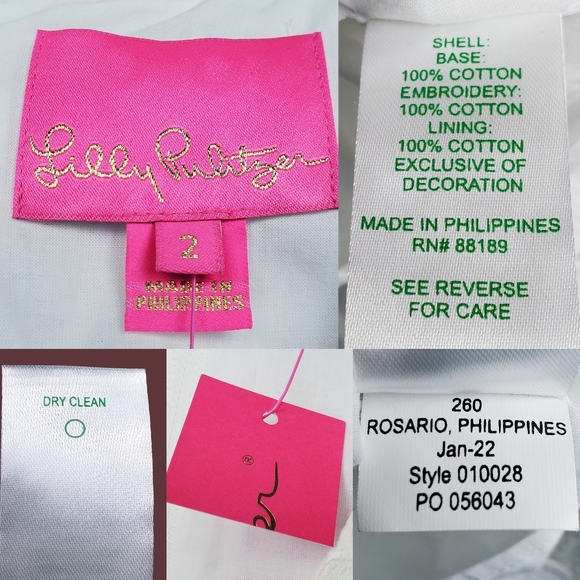 Lilly Pulitzer Womens Maxina White Eyelet Mini Dress Size 2 NWT - Picture 8 of 8